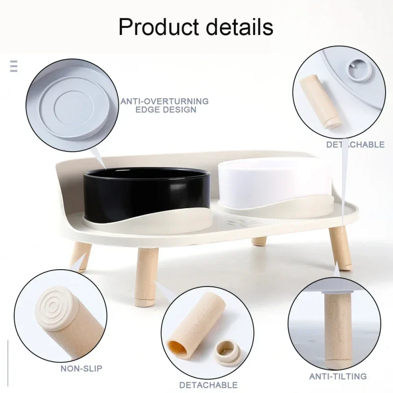 Food Feeders Pet Cat Double Bowls Feeder Adjustable Height Cats Dogs Drinker Water Bowl Dish Elevated Feeding Kitten Supplies Food Feeders Pet Cat Double Bowls Feeder Adjustable Height Cats Dogs Drinker Water Bowl Dish Elevated Feeding Kitten Supplies - Image 5