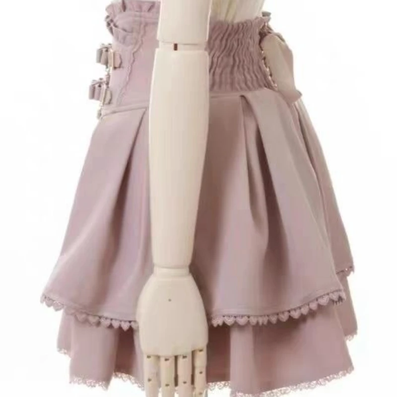 Sweet Lolita Jirai Kei Skort Mit Hoher Taille – Kurzer Rock Mit Doppelter Schleife Und Schnalle Für Damen, Japanische Y2K-Kawaii-Mode, Sommer, Lässig Sweet Lolita Jirai Kei Skort Mit Hoher Taille – Kurzer Rock Mit Doppelter Schleife Und Schnalle Für Damen, Japanische Y2K-Kawaii-Mode, Sommer, Lässig - Image 4