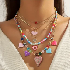 Damenmode mehrschichtige Seestern Muschel Anhänger Halskette handgemachte Perlen Halsband Sommer Strand Party Schmuck Geschenk
