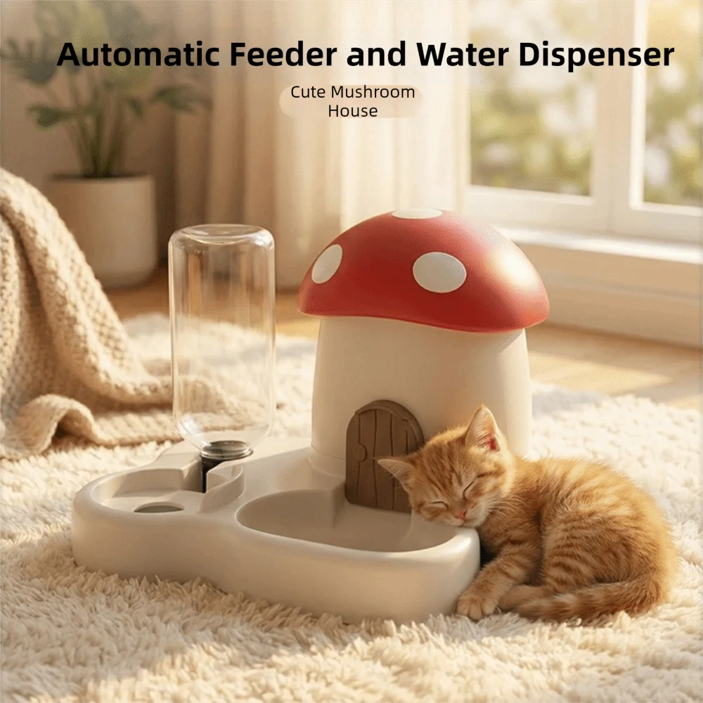 2 In 1 Mushroom Pet Automatic Feeder Large Capacity Moisture-Proof Cat Food Dispenser Dry Wet Separation Gravity Refill 2 In 1 Mushroom Pet Automatic Feeder Large Capacity Moisture-Proof Cat Food Dispenser Dry Wet Separation Gravity Refill