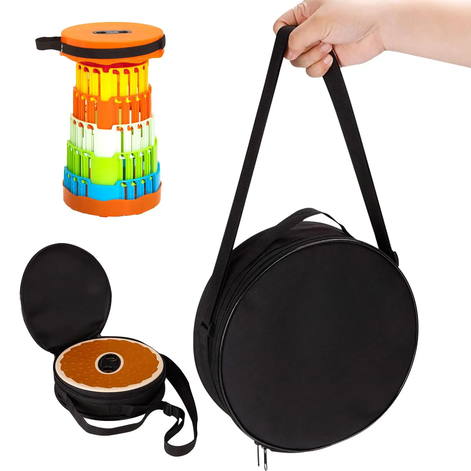 Carry Case For Folding Stool Round Pouch With Shoulder Strap Foldable Stool Bag With Zipper For Sketching Camping Picnic Carry Case For Folding Stool Round Pouch With Shoulder Strap Foldable Stool Bag With Zipper For Sketching Camping Picnic