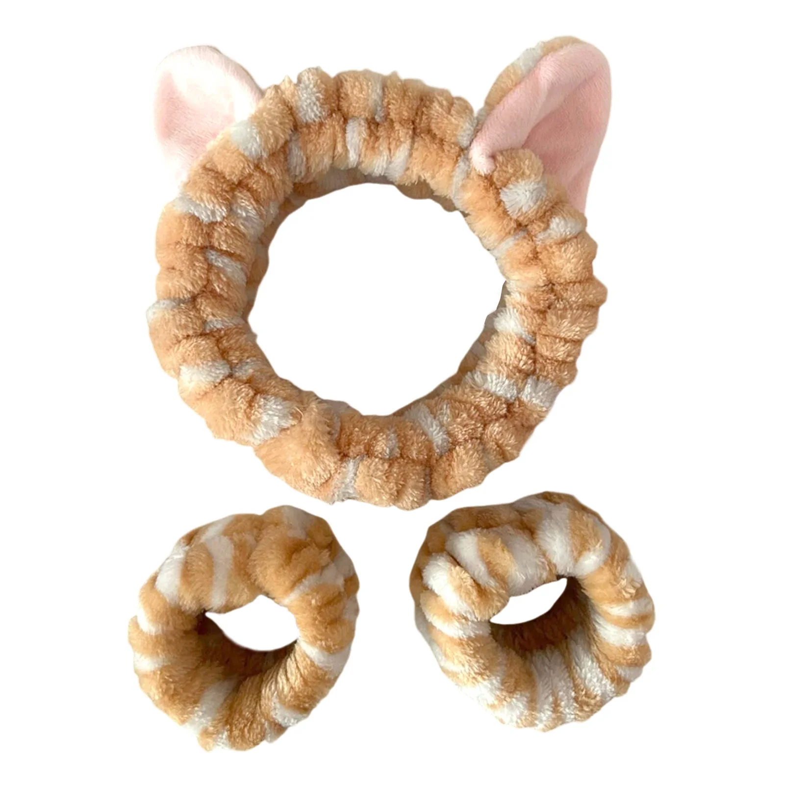 Niedliches Haarband mit Katzenohren und Armbändern, Plüsch-Stirnband zum Waschen des Gesichts, geeignet für Frauen und Männer, lässige Kopfbedeckung für zu Hause – Bild 13