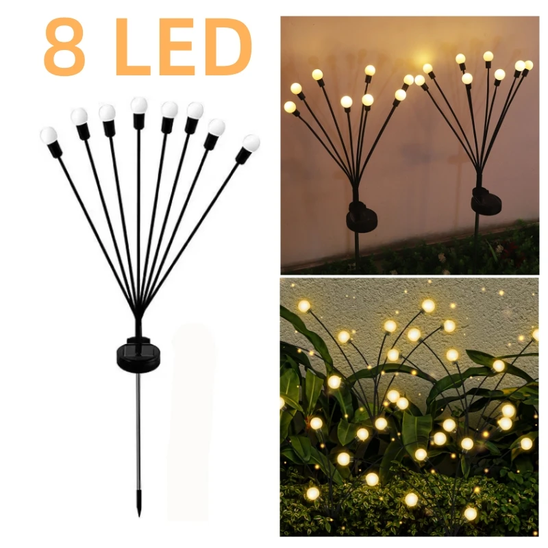 6/8/10 Led Solarbetriebene Gartenleuchten Glühwürmchen-Lichter Für Den Außenbereich, Wasserdicht, Lebendige Schwankende Lichter Für Terrassen-Wegendekoration 6/8/10 Led Solarbetriebene Gartenleuchten Glühwürmchen-Lichter Für Den Außenbereich, Wasserdicht, Lebendige Schwankende Lichter Für Terrassen-Wegendekoration - Image 8