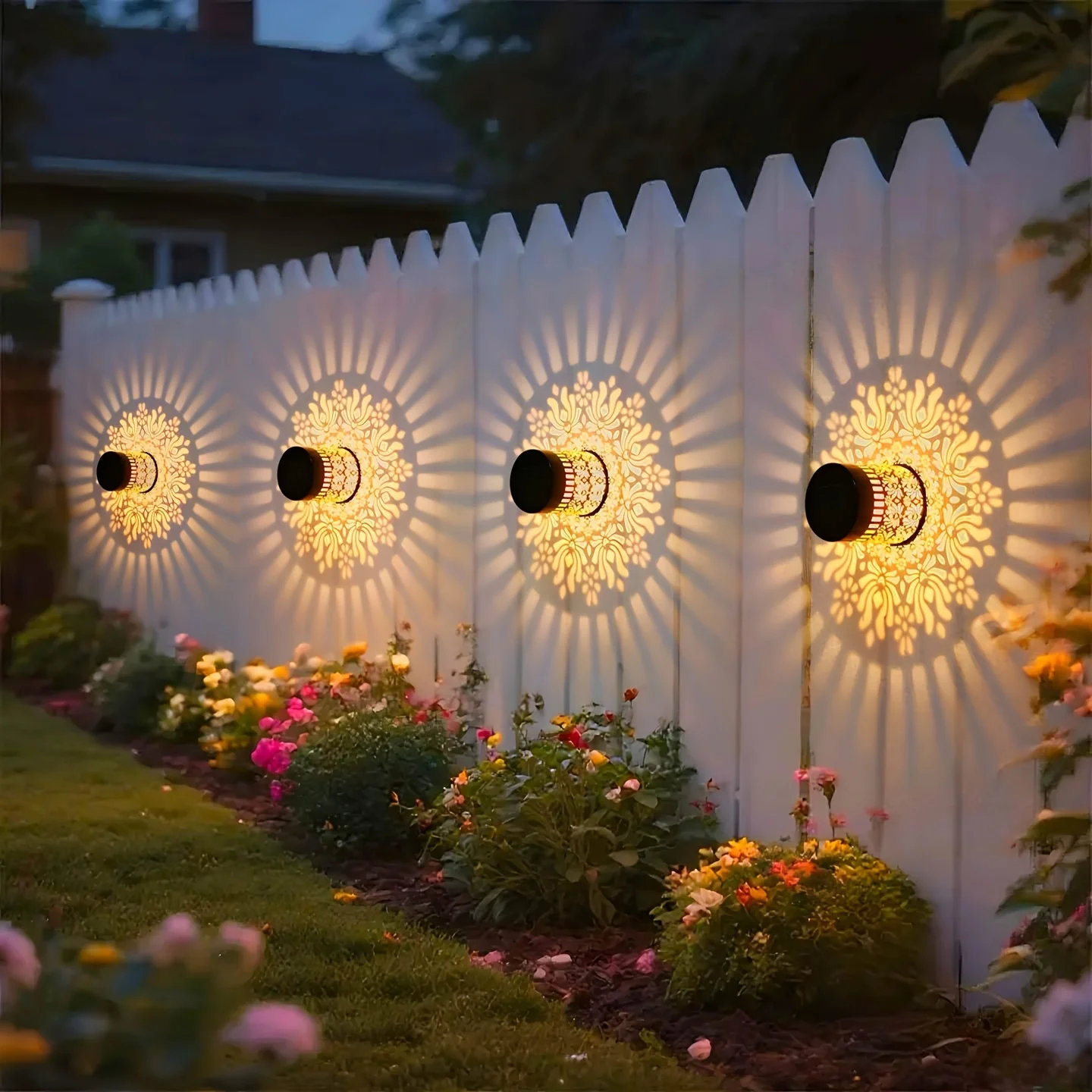 Solar-Außenwandleuchte Projektor Wasserdichte Gartenlampe Terrassen-Zaun-Dekorationsleuchte Hohle Laterne Rasen-Hof-Weg-Dekorationsbeleuchtung Solar-Außenwandleuchte Projektor Wasserdichte Gartenlampe Terrassen-Zaun-Dekorationsleuchte Hohle Laterne Rasen-Hof-Weg-Dekorationsbeleuchtung - Image 5