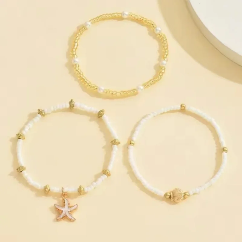 Nette Seestern Shell Reis Perle Mehrschichtige Fußkettchen Für Frauen Fuß Kette Knöchel Armband Strand Schmuck Sommer Zubehör Nette Seestern Shell Reis Perle Mehrschichtige Fußkettchen Für Frauen Fuß Kette Knöchel Armband Strand Schmuck Sommer Zubehör - Image 2