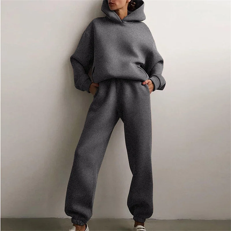 Damen Trainingsanzug Herbst – Oversize Hoodie Mit Langer Hose, Warmes Zweiteiliges Freizeit-Set Damen Trainingsanzug Herbst – Oversize Hoodie Mit Langer Hose, Warmes Zweiteiliges Freizeit-Set - Image 2