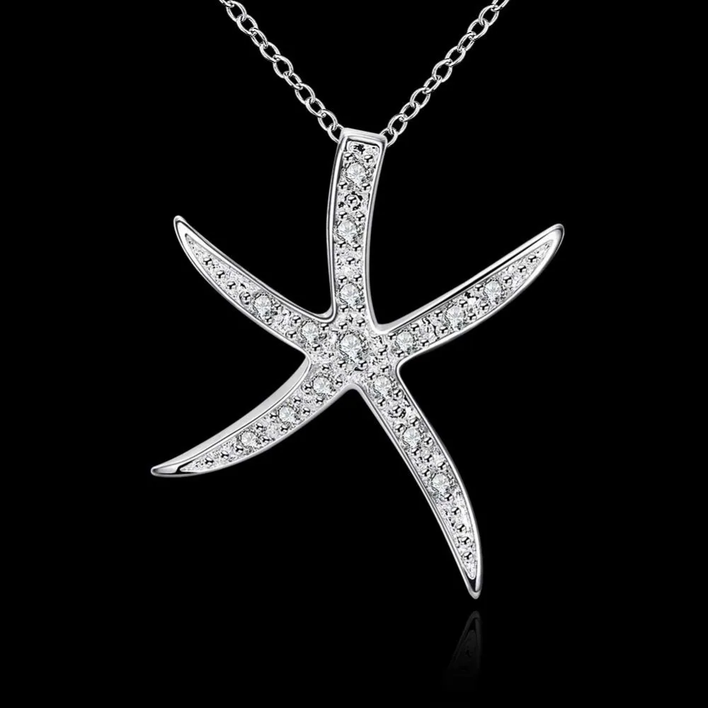 925 Sterling Silber Kristall Großer Seestern Deko-Anhänger Halsketten Feiner Schmuck Für Damen Valentinstagsgeschenk 925 Sterling Silber Kristall Großer Seestern Deko-Anhänger Halsketten Feiner Schmuck Für Damen Valentinstagsgeschenk - Image 6