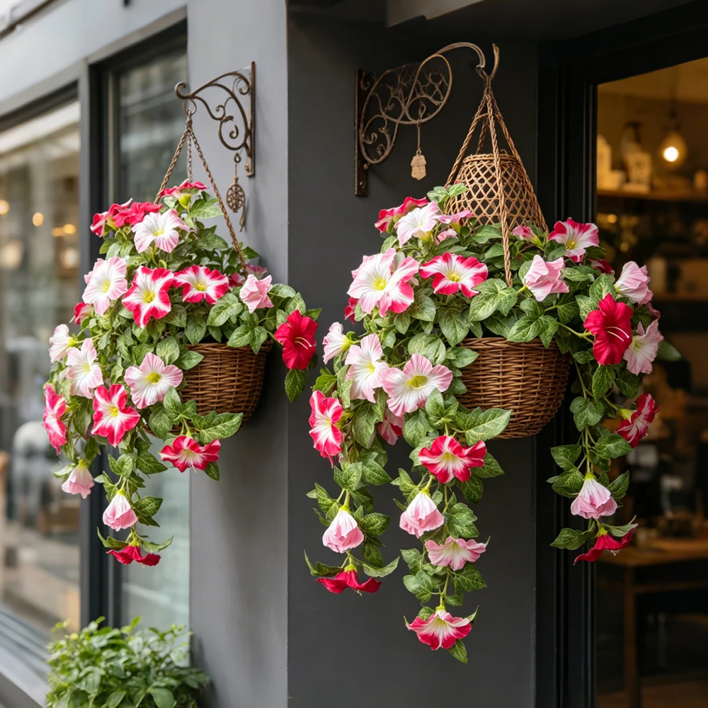 40-48Cm Künstliche Blumenranken, Künstliche Petunienblüten, Seiden-Begonienblätter, Hängepflanze Für Die Heimdekoration 40-48Cm Künstliche Blumenranken, Künstliche Petunienblüten, Seiden-Begonienblätter, Hängepflanze Für Die Heimdekoration - Image 5