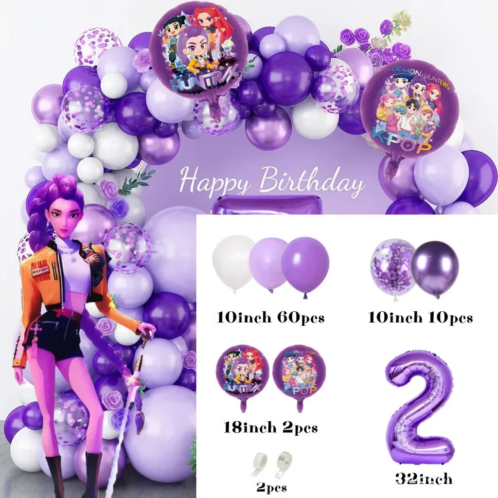 K-Pop Geburtstagsparty-Dekorationen, Lila-Rosa Ballongirlanden-Set Mit Folienballons &Amp; Happy Birthday Hintergrund Für Partys K-Pop Geburtstagsparty-Dekorationen, Lila-Rosa Ballongirlanden-Set Mit Folienballons &Amp; Happy Birthday Hintergrund Für Partys - Image 8