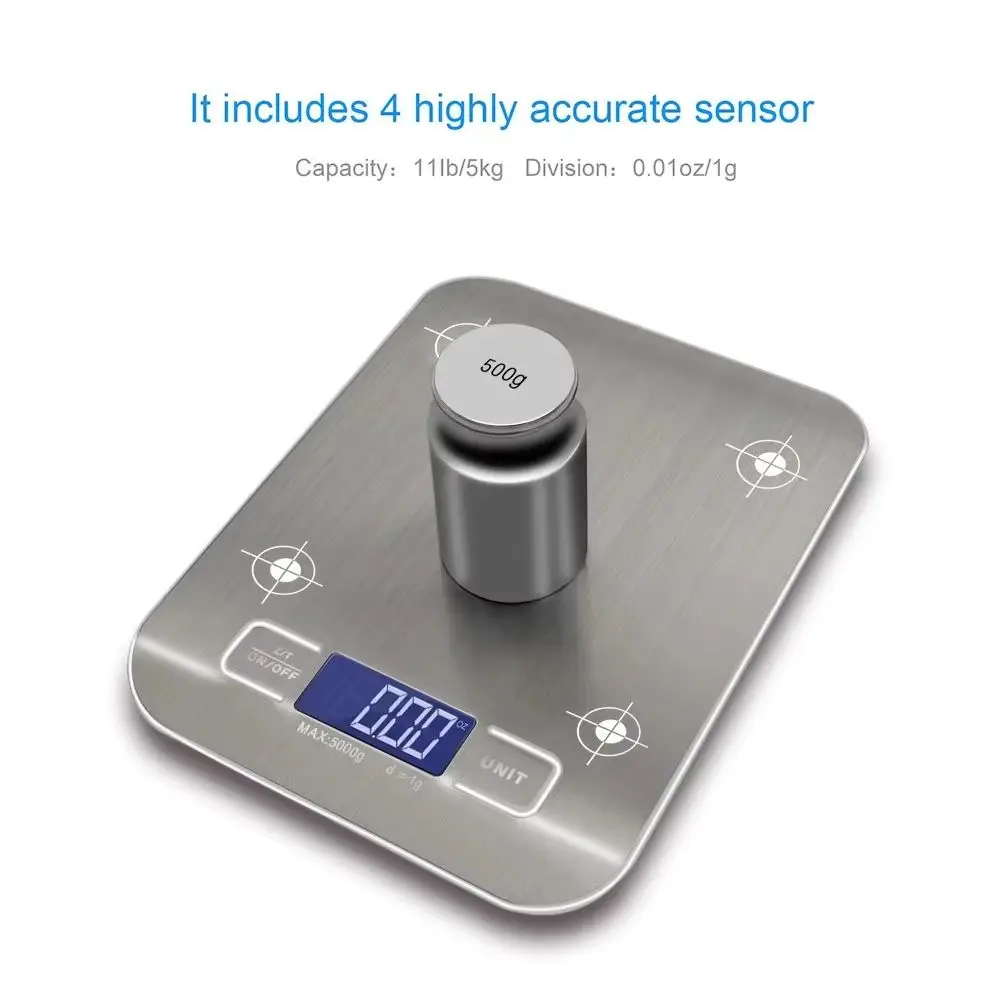 Digitale Küchenwaage 10 Kg Mit Led-Display – 1-G-Teilung, Edelstahl-Wiegefläche Für Lebensmittel, Snacks, Schmuck &Amp; Haushalt Digitale Küchenwaage 10 Kg Mit Led-Display – 1-G-Teilung, Edelstahl-Wiegefläche Für Lebensmittel, Snacks, Schmuck &Amp; Haushalt - Image 4