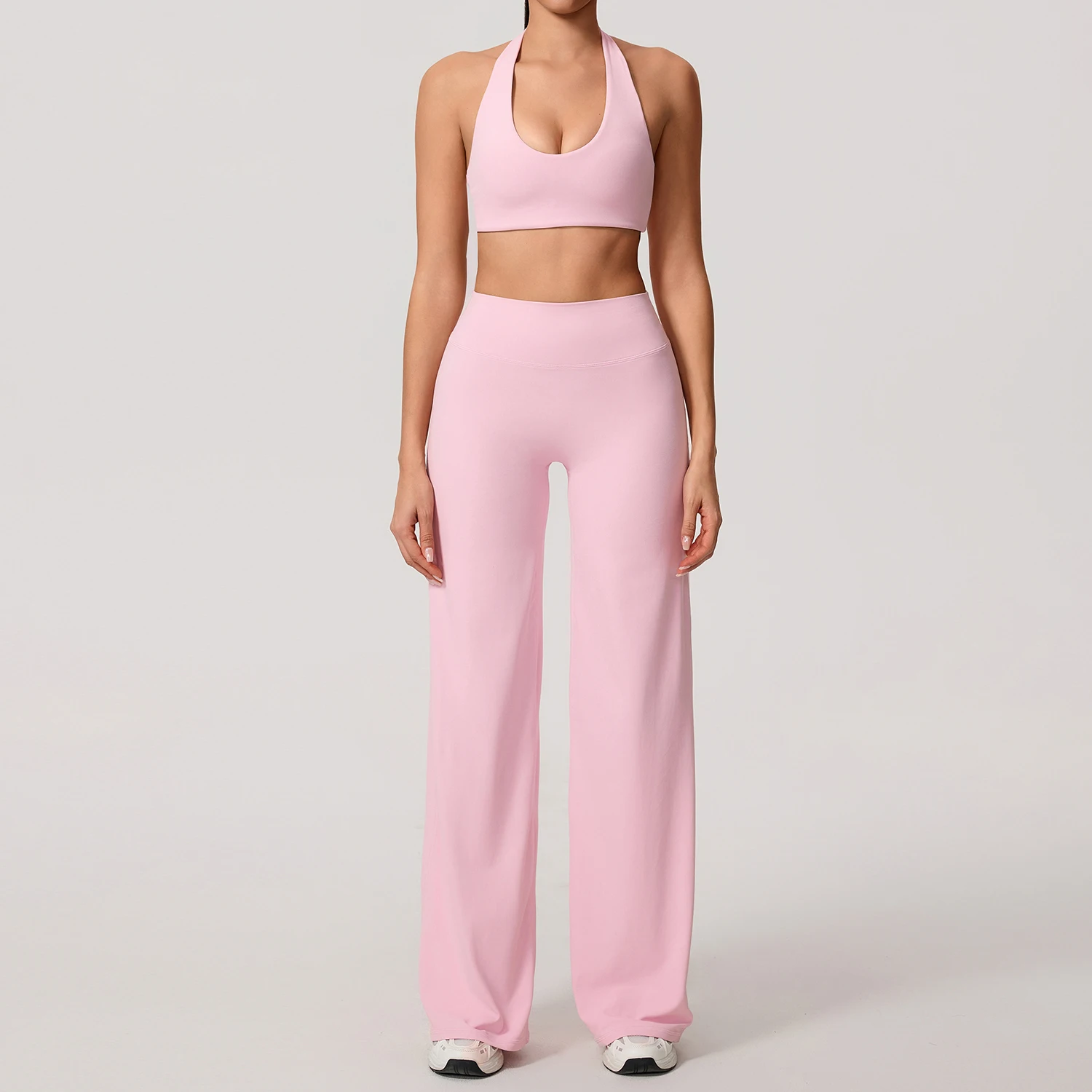 Sommer 2-Teiliges Damen Schnelltrocknendes Sportset U-Ausschnitt Sport-Bh Ärmelloses Yoga-Top Zweiteiliges Fitness-Workout-Set Mit Schlaghose Sommer 2-Teiliges Damen Schnelltrocknendes Sportset U-Ausschnitt Sport-Bh Ärmelloses Yoga-Top Zweiteiliges Fitness-Workout-Set Mit Schlaghose - Image 5