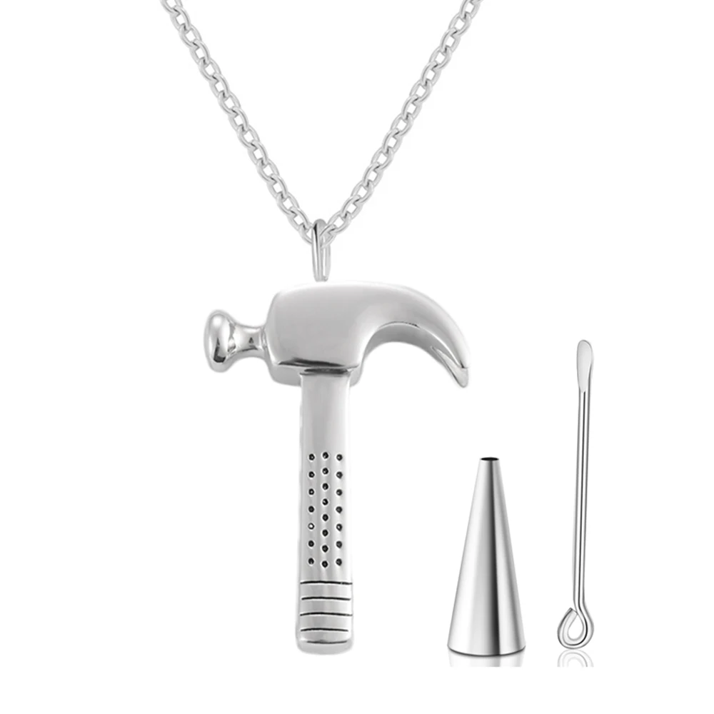 Hammer-Urnen-Halskette Für Asche, Gedenkschmuck, Aschebehälter Aus Edelstahl, Andenken-Anhänger-Halskette Für Männer Und Frauen Hammer-Urnen-Halskette Für Asche, Gedenkschmuck, Aschebehälter Aus Edelstahl, Andenken-Anhänger-Halskette Für Männer Und Frauen