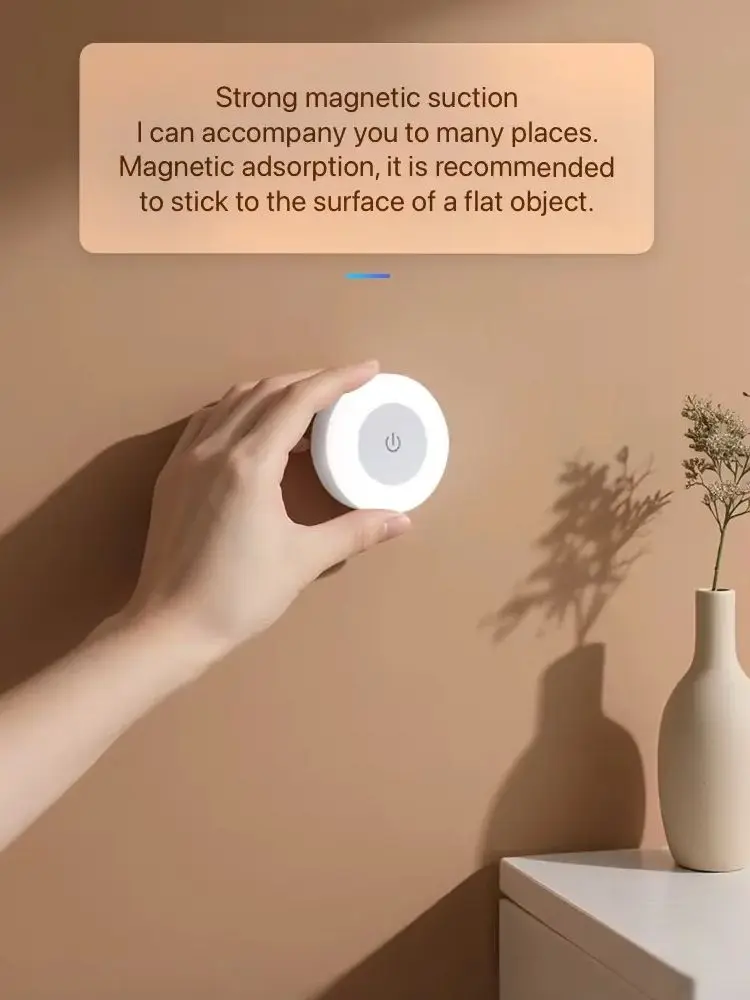 Energiesparende Led-Nachtlichter Mit Berührungssensor, Usb-Aufladbar, Magnetische Wandleuchte Für Zimmer, Flur, Schlafzimmer, Runde Tragbare Nachtlampe Energiesparende Led-Nachtlichter Mit Berührungssensor, Usb-Aufladbar, Magnetische Wandleuchte Für Zimmer, Flur, Schlafzimmer, Runde Tragbare Nachtlampe - Image 2