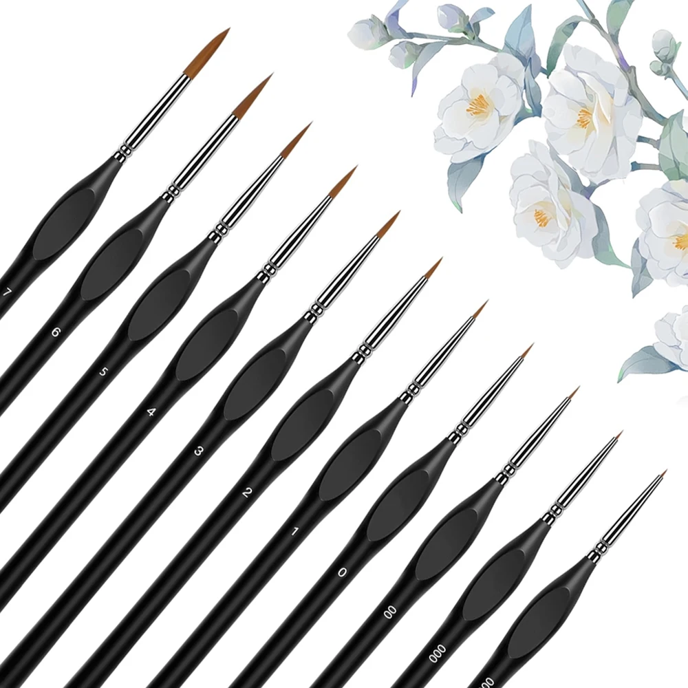 10/11-Teiliges Miniatur-Pinsel-Set Mit Detailspitze Und Ergonomischem Griff – Geeignet Für Acrylmalerei, Öl, Wat 10/11-Teiliges Miniatur-Pinsel-Set Mit Detailspitze Und Ergonomischem Griff – Geeignet Für Acrylmalerei, Öl, Wat - Image 15