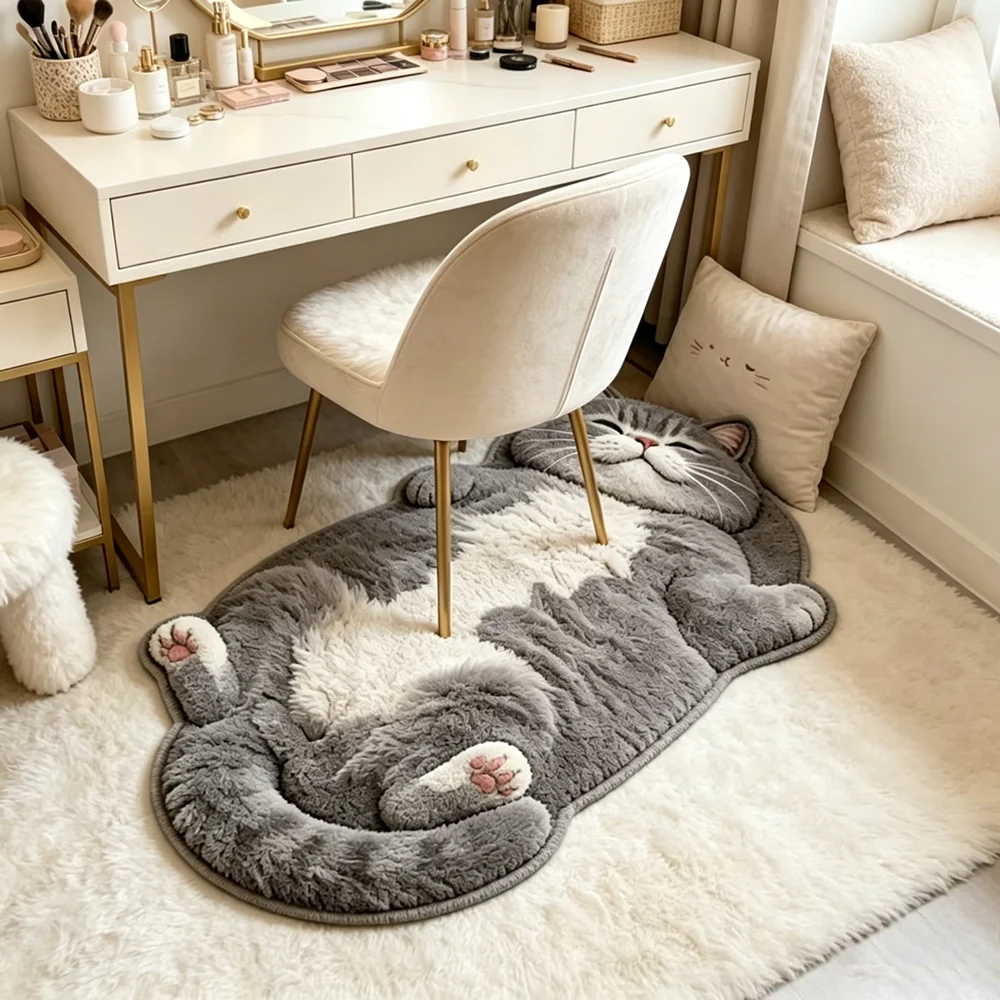 Niedlicher Katzenförmiger Teppich Stilvoller Einzigartiger Wohndekor-Teppich Für Wohnzimmer Cartoon-Schlafzimmer Bettvorleger Weicher Plüsch-Bodenmatte Niedlicher Katzenförmiger Teppich Stilvoller Einzigartiger Wohndekor-Teppich Für Wohnzimmer Cartoon-Schlafzimmer Bettvorleger Weicher Plüsch-Bodenmatte - Image 4