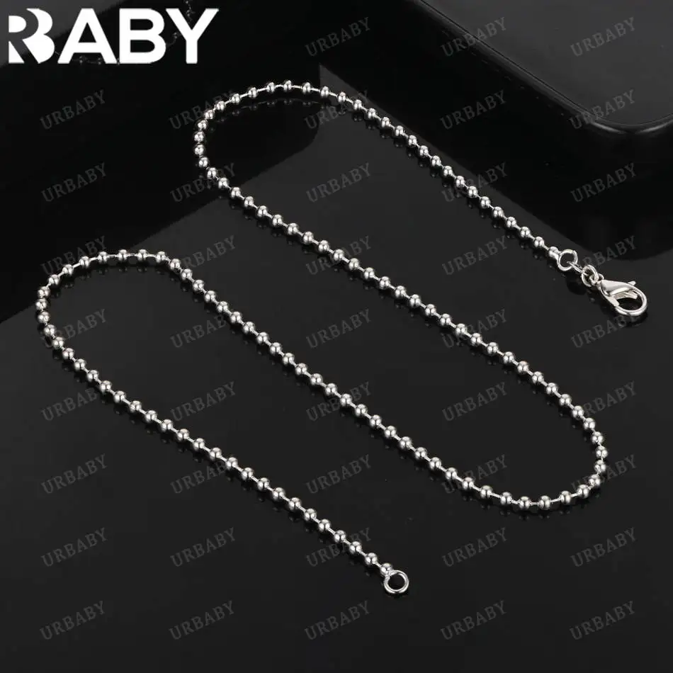 Urbaby 925 Sterling Silver 40-75Cm 2Mm Beads Necklace For Women Anniversary Gift Popular Wild Fashion Romantic Jewelry Urbaby 925 Sterling Silver 40-75Cm 2Mm Beads Necklace For Women Anniversary Gift Popular Wild Fashion Romantic Jewelry - Image 2