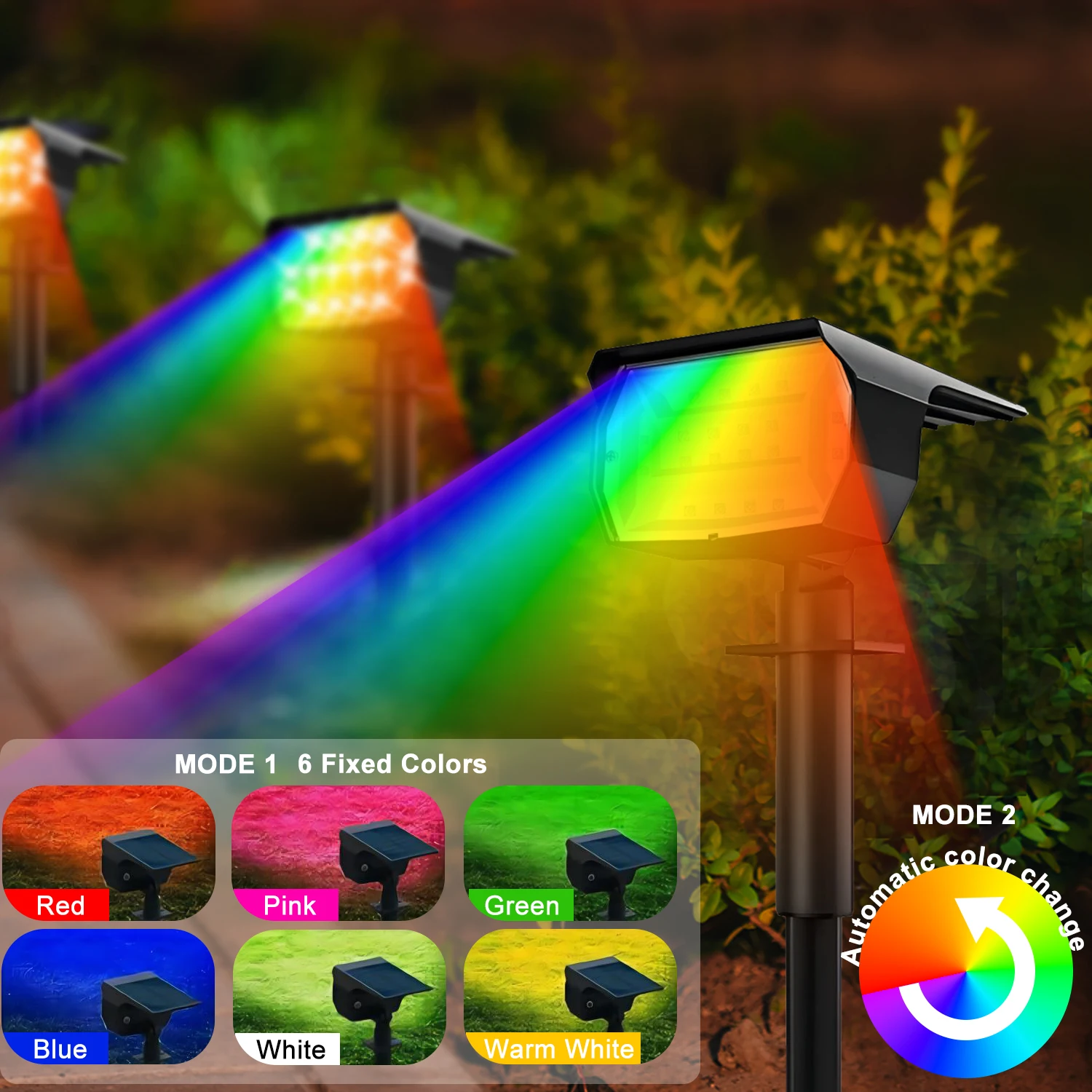 20 Led Solar-Gartenstrahler Rgb – Farbwechselnde Außenbeleuchtung Mit Ip65-Schutz Für Garten, Landschaft Und Terrasse 20 Led Solar-Gartenstrahler Rgb – Farbwechselnde Außenbeleuchtung Mit Ip65-Schutz Für Garten, Landschaft Und Terrasse - Image 2