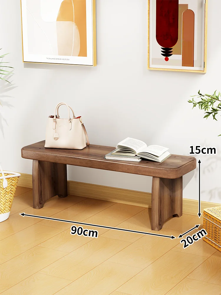 Solid Wood Entryway Bench - Multi-Purpose Stool For Living Room, Sofa Side Table &Amp; Shoe Storage, Rustic Home Decor Solid Wood Entryway Bench - Multi-Purpose Stool For Living Room, Sofa Side Table &Amp; Shoe Storage, Rustic Home Decor - Image 8