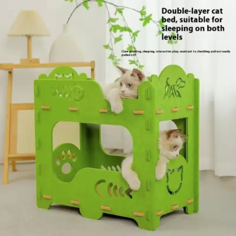 2-Lagiges Filz-Katzenhaus Für Den Innenbereich, Multifunktionales Haustierbett Für Große Katzen Und Kätzchen, Abnehmbares, Waschbares, Atmungsaktives Kratzbrett 2-Lagiges Filz-Katzenhaus Für Den Innenbereich, Multifunktionales Haustierbett Für Große Katzen Und Kätzchen, Abnehmbares, Waschbares, Atmungsaktives Kratzbrett