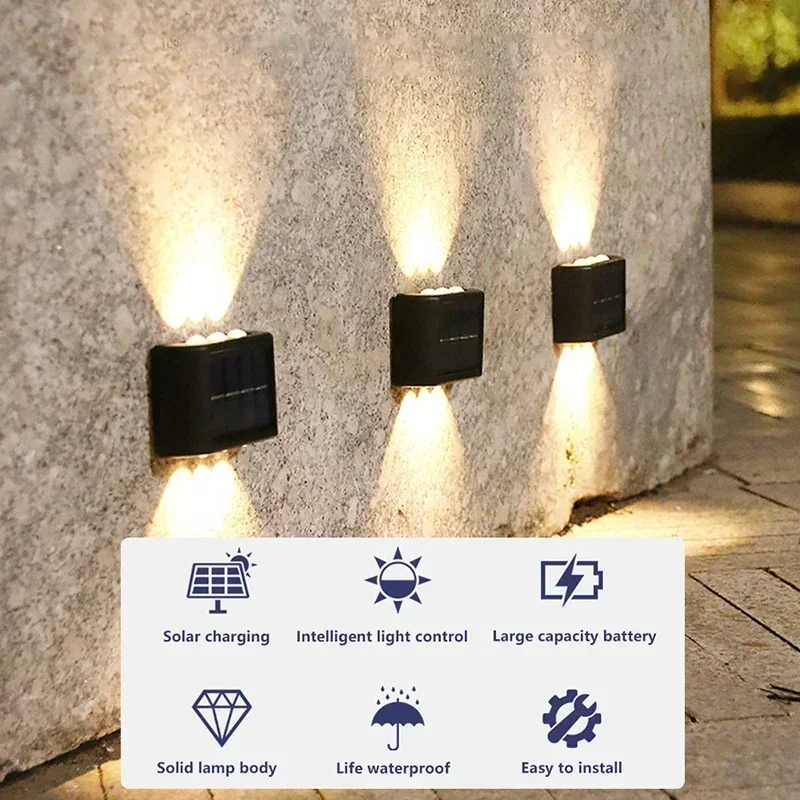 Solar-Led-Leuchte, Wasserdichte Außenwandleuchte, Dämmerungssensor-Zaunbeleuchtung Für Garten, Hof, Veranda, Gehweg, Camping, Heim-Dekoration Solar-Led-Leuchte, Wasserdichte Außenwandleuchte, Dämmerungssensor-Zaunbeleuchtung Für Garten, Hof, Veranda, Gehweg, Camping, Heim-Dekoration - Image 2