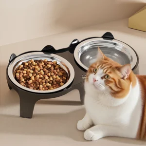 1PC Stainless Steel Cat Food & Water Bowl with Anti-Tip Design Large Capacity Easy-Eat Design for Pet Dog Cat  Feeding Food Bowl