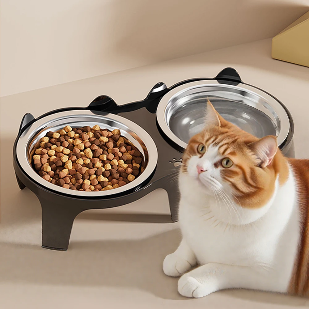 1Pc Stainless Steel Cat Food &Amp; Water Bowl With Anti-Tip Design Large Capacity Easy-Eat Design For Pet Dog Cat Feeding Food Bowl 1Pc Stainless Steel Cat Food &Amp; Water Bowl With Anti-Tip Design Large Capacity Easy-Eat Design For Pet Dog Cat Feeding Food Bowl