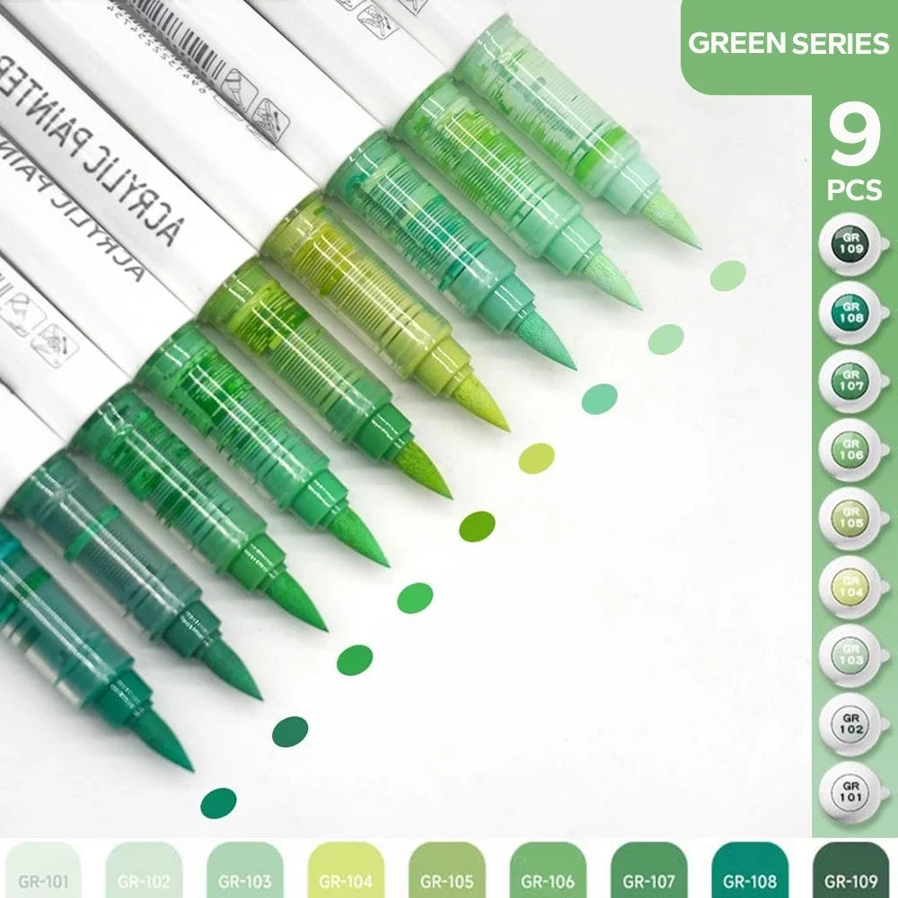 9-Teiliges Acryl-Pinselstift-Set, Professionelle Kunstmarker Mit Tintensteuerung Zum Malen, Zeichnen Und Skizzieren, Schulzubehör, Kunst 9-Teiliges Acryl-Pinselstift-Set, Professionelle Kunstmarker Mit Tintensteuerung Zum Malen, Zeichnen Und Skizzieren, Schulzubehör, Kunst - Image 10