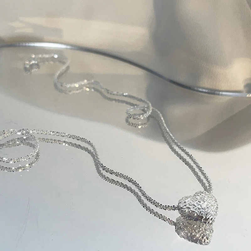 Nieuw 925 Sterling Zilver Mädchen Hammer Muster Liebe Halsket Einfache Herzförmige Anhänger Frauen Geschenk Boutique Schmuck Nk153 Nieuw 925 Sterling Zilver Mädchen Hammer Muster Liebe Halsket Einfache Herzförmige Anhänger Frauen Geschenk Boutique Schmuck Nk153 - Image 4