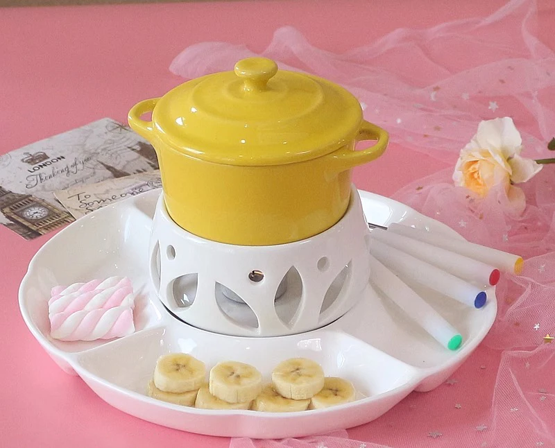Keramik 220Ml Mini-Fondue-Set Mit Dip-Gabeln &Amp; Tablett Für Schokolade, Käse, Eiscreme, Party-Desserts Und Kerzenherstellung Keramik 220Ml Mini-Fondue-Set Mit Dip-Gabeln &Amp; Tablett Für Schokolade, Käse, Eiscreme, Party-Desserts Und Kerzenherstellung - Image 4