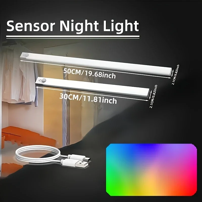 Rgb Ambiente-Sensorleuchte - Wiederaufladbare Magnetische Wandlampe Stimmungslicht Für Schrank Flur Treppe Rgb Ambiente-Sensorleuchte - Wiederaufladbare Magnetische Wandlampe Stimmungslicht Für Schrank Flur Treppe - Image 3