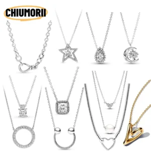 Modische Herzanhänger-Halskette aus S925 Sterlingsilber mit Zirkonia-Kreis, passend für Charms und Perlen, DIY für Damenschmuckgeschenke.