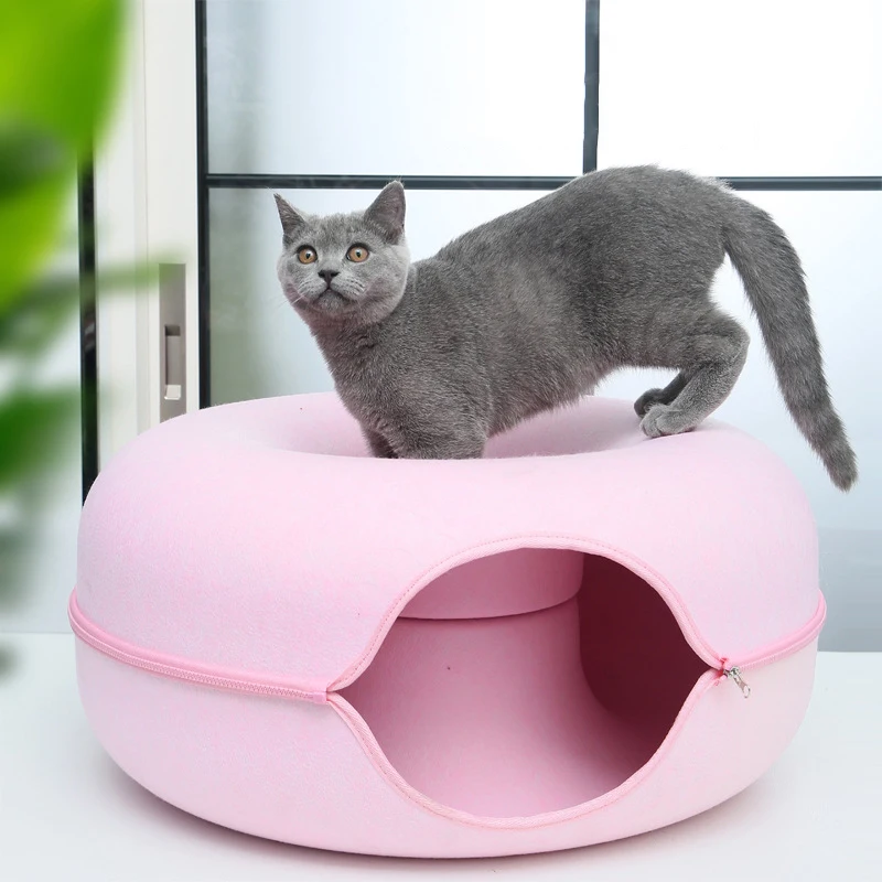 Donut Haustier Katze Tunnel Interaktives Bett Spielzeug Haus Katze Bett Dual-Use-Filz Indoor Katze Haus Kätzchen Sport Ausrüstung Katze Liefert Donut Haustier Katze Tunnel Interaktives Bett Spielzeug Haus Katze Bett Dual-Use-Filz Indoor Katze Haus Kätzchen Sport Ausrüstung Katze Liefert - Image 2