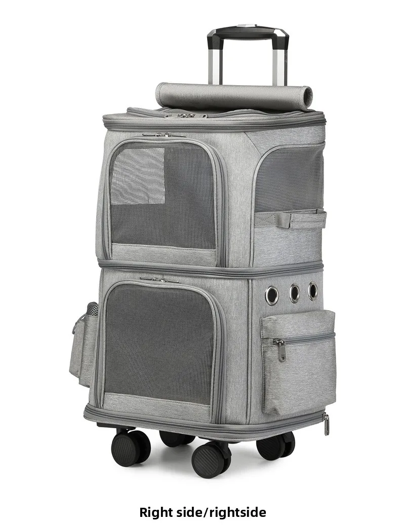 2-In-1 Rolling Pet Carrier Double Compartment Foldable Cat Stroller Large Breathable Travel Carrier For 2 Cats, Airline Approved 2-In-1 Rolling Pet Carrier Double Compartment Foldable Cat Stroller Large Breathable Travel Carrier For 2 Cats, Airline Approved - Image 23