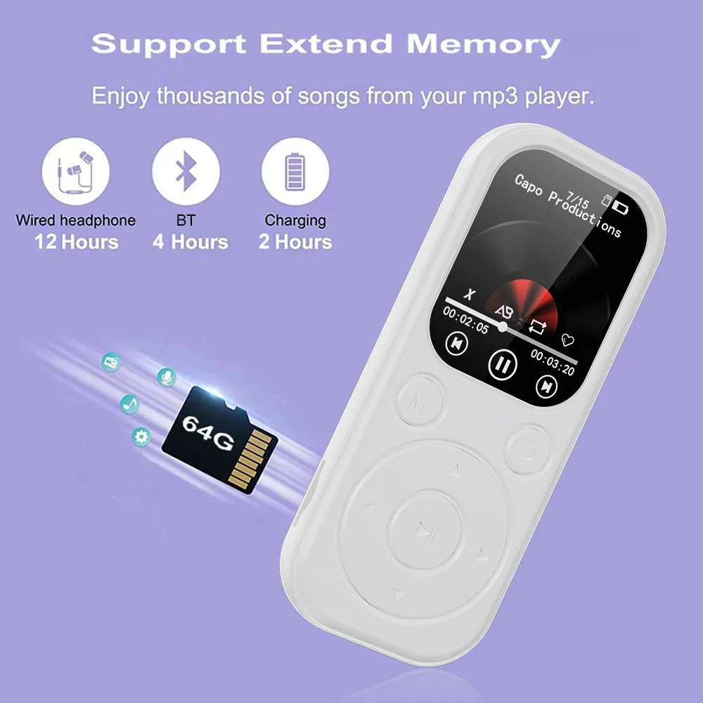 Tragbarer Mp3-Musikplayer Mit Bluetooth 5.4, Bildschirm, Fm-Radio, Aufnahme &Amp; E-Book – Mini-Player Für Sport, Musik &Amp; Videos Tragbarer Mp3-Musikplayer Mit Bluetooth 5.4, Bildschirm, Fm-Radio, Aufnahme &Amp; E-Book – Mini-Player Für Sport, Musik &Amp; Videos - Image 6