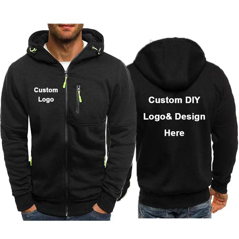 Herren-Kapuzenjacke Mit Taschenreißverschluss, Individueller Bildtext Mit Personalisiertem Logo, Lässige Sport-Streetwear, Herren-Wollsweat Herren-Kapuzenjacke Mit Taschenreißverschluss, Individueller Bildtext Mit Personalisiertem Logo, Lässige Sport-Streetwear, Herren-Wollsweat - Image 3