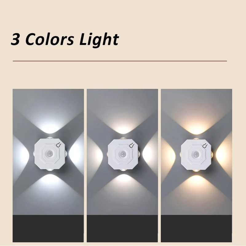 Led-Bewegungssensor-Lampe Wiederaufladbare Nachtbeleuchtung Dekorative Innenwandleuchten Rgb Und 3 Farben Flur Treppen Küchenbeleuchtung Led-Bewegungssensor-Lampe Wiederaufladbare Nachtbeleuchtung Dekorative Innenwandleuchten Rgb Und 3 Farben Flur Treppen Küchenbeleuchtung - Image 8