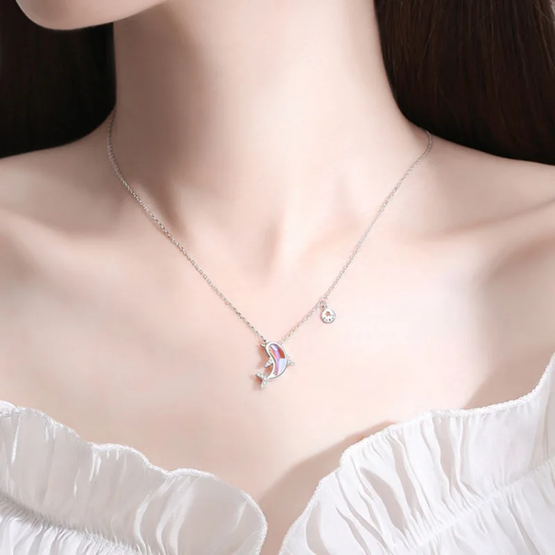 Mode Echt 925 Sterling Silber Schöne Delphin Anhänger Frauen Halskette Zubehör Party Hochzeit Geburtstag Jahrestag Geschenk Mode Echt 925 Sterling Silber Schöne Delphin Anhänger Frauen Halskette Zubehör Party Hochzeit Geburtstag Jahrestag Geschenk - Image 5