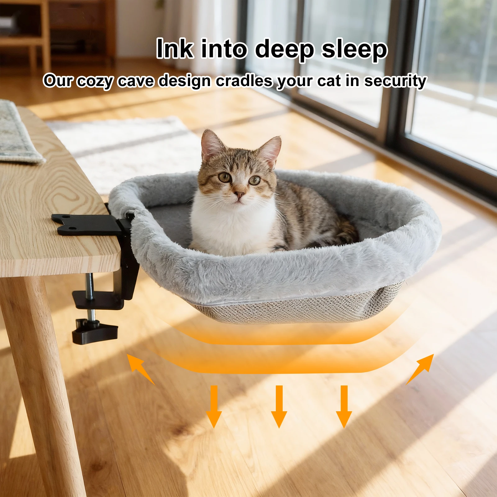 Cat Desk Bed One-Click Folding Sunken Design Space-Saving Semi-Circular Cat Desk Hammock Perch For Home Office Indoor Cats Cat Desk Bed One-Click Folding Sunken Design Space-Saving Semi-Circular Cat Desk Hammock Perch For Home Office Indoor Cats