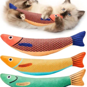 Cat Toys Fish,Teeth Grinding Catnip Toys,Soft and Durable,Kitten Toys Interactive Sounding Cat Chew Bite Plush Toys Cat Supplie