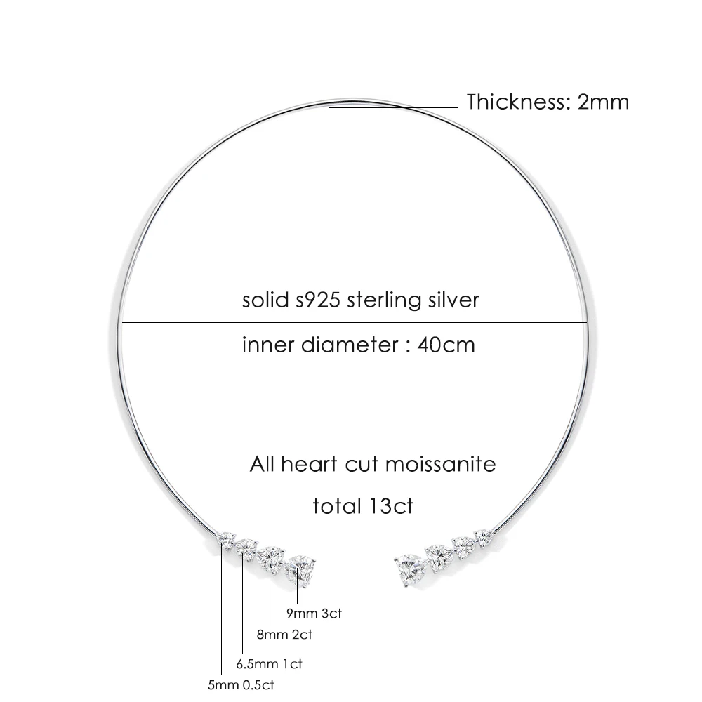 Knobspin D Vvs1 Moissanit-Diamant Offene Choker-Halskette Aus Massivem 925Er Silber Mit Birnen-/Herzschliff-Diamanten, Manschetten-Halsketten Für Damen Knobspin D Vvs1 Moissanit-Diamant Offene Choker-Halskette Aus Massivem 925Er Silber Mit Birnen-/Herzschliff-Diamanten, Manschetten-Halsketten Für Damen - Image 7