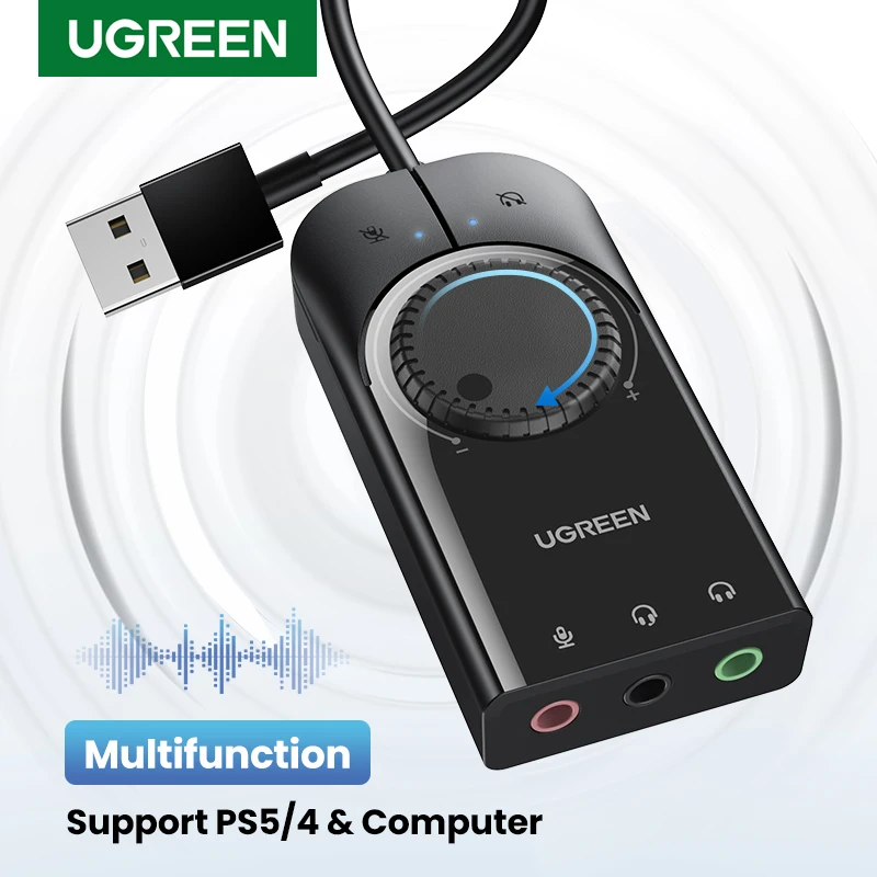 Ugreen Usb-Soundkarte Mit 3,5-Mm-Mikrofon- Und Kopfhöreranschluss – Externer Audioadapter Für Pc, Laptop &Amp; Ps4 Ugreen Soundkarte