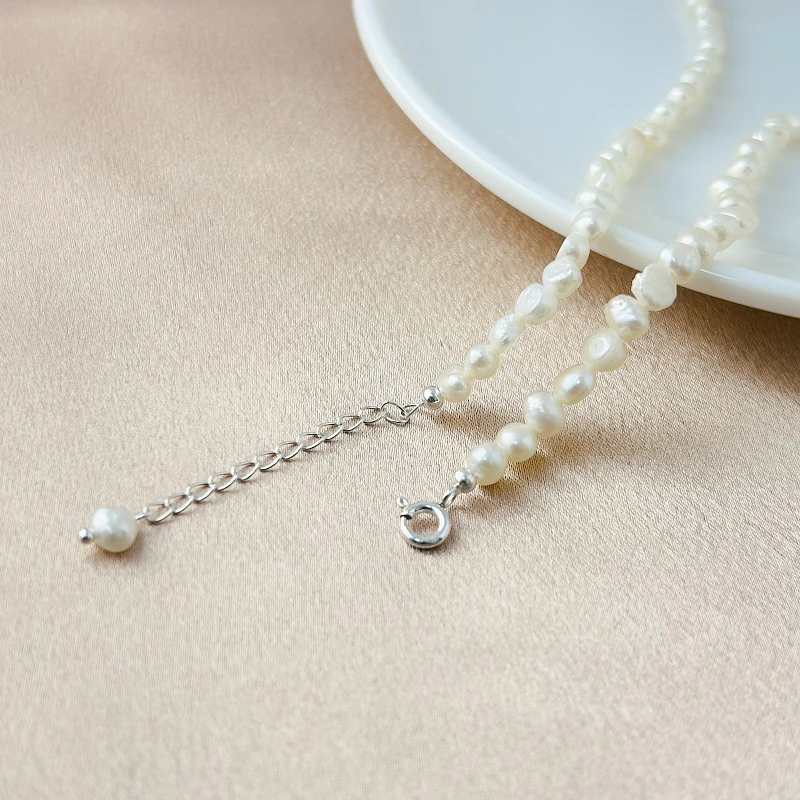 S925 Barocke Perlenkette 4-5-6-7-8-9Mm Natürliche Süßwasserperle 925 Sterling Silber Halsband Halskette Für Frauen Schmuck Geschenk S925 Barocke Perlenkette 4-5-6-7-8-9Mm Natürliche Süßwasserperle 925 Sterling Silber Halsband Halskette Für Frauen Schmuck Geschenk - Image 4