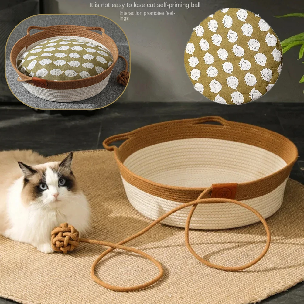 Four Seasons Universal-Katzenbett, Haustiernest, Reines Manuelles Rattan-Gewebtes Cattailgrass-Kratzbrett, Abnehmbares, Waschbares, Warmes Winterpolster Four Seasons Universal-Katzenbett, Haustiernest, Reines Manuelles Rattan-Gewebtes Cattailgrass-Kratzbrett, Abnehmbares, Waschbares, Warmes Winterpolster