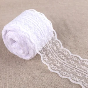 10 m 4,5 cm, nicht dehnbares Spitzenband, weiß bestickter Netzbesatzstoff für DIY-Handwerk, Party-Dekoration, Geschenkverpackung, Nähzubehör