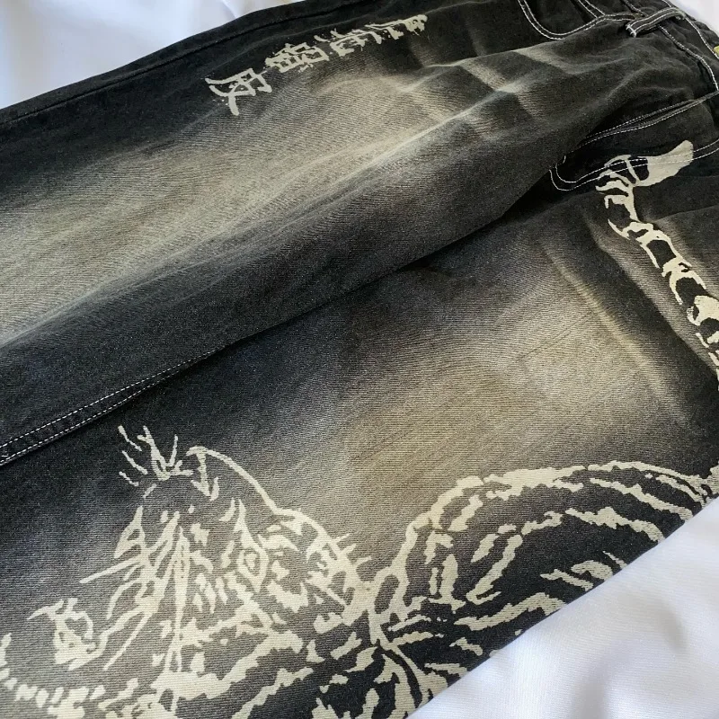 2025 Fashion New Oversized Pattern Printing Baggy Jeans Men Y2K Street Vintage Rock Casual Straight High Waist Wide Leg Trousers 2025 Fashion New Oversized Pattern Printing Baggy Jeans Men Y2K Street Vintage Rock Casual Straight High Waist Wide Leg Trousers - Image 4