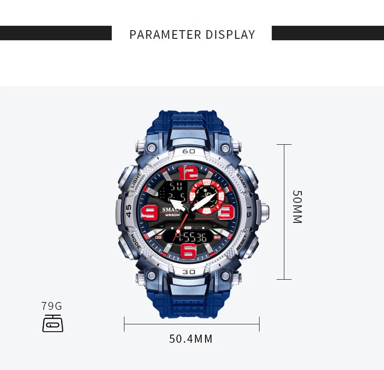 Quarzuhr Für Männer Smael Uhr Wasserdichte Stoppuhr Led-Uhren Männliche Uhr 1921 Sport Uhren Männer Relogio Masculino Digital Quarzuhr Für Männer Smael Uhr Wasserdichte Stoppuhr Led-Uhren Männliche Uhr 1921 Sport Uhren Männer Relogio Masculino Digital - Image 2