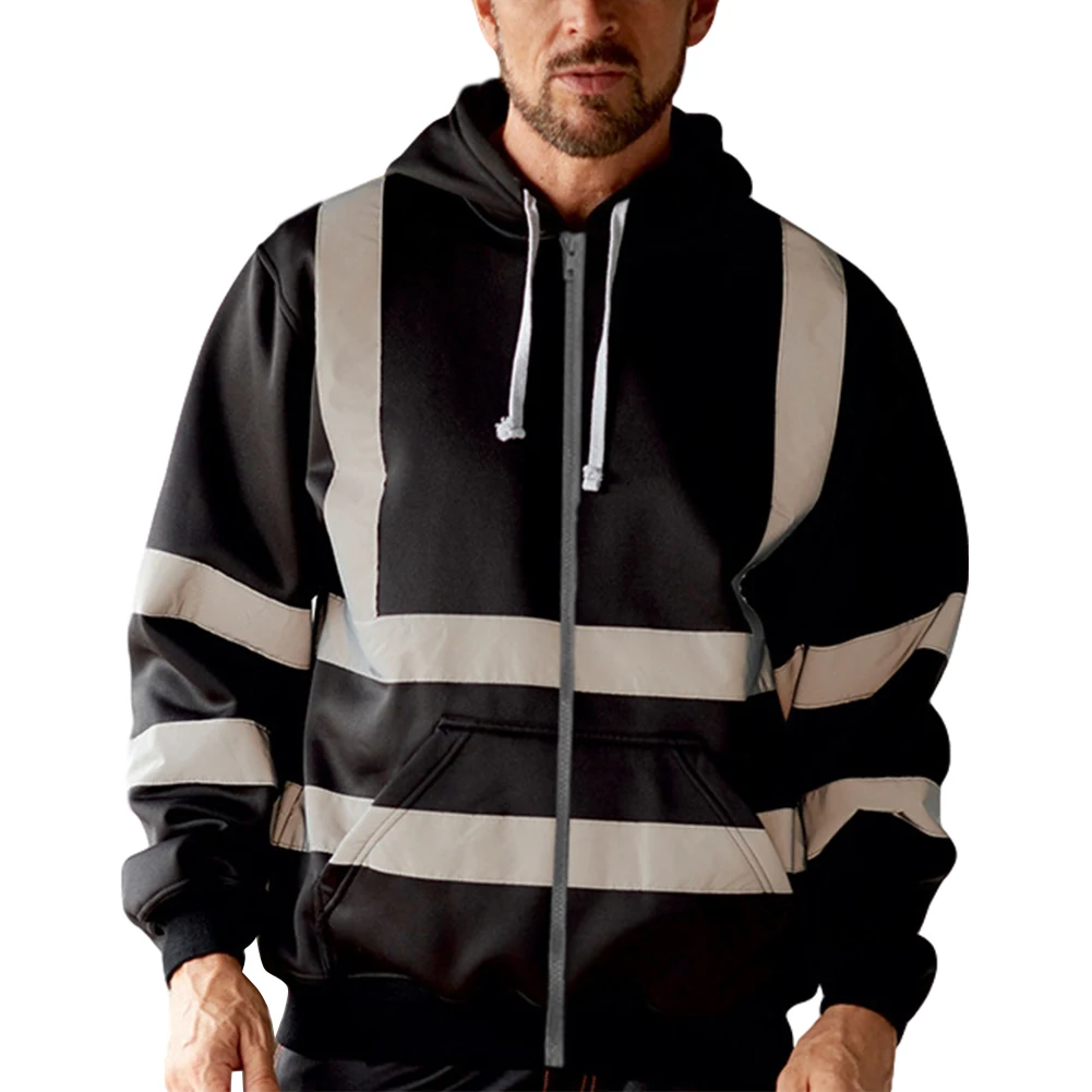 Herren-Oberteile Mit Kapuze Und Reißverschluss, Modisches, Gut Sichtbares, Reflektierendes Sweatshirt Für Herren, Bomberjacke, Seitentaschen, Atmungsaktive Mantel-Oberteile Herren-Oberteile Mit Kapuze Und Reißverschluss, Modisches, Gut Sichtbares, Reflektierendes Sweatshirt Für Herren, Bomberjacke, Seitentaschen, Atmungsaktive Mantel-Oberteile - Image 5