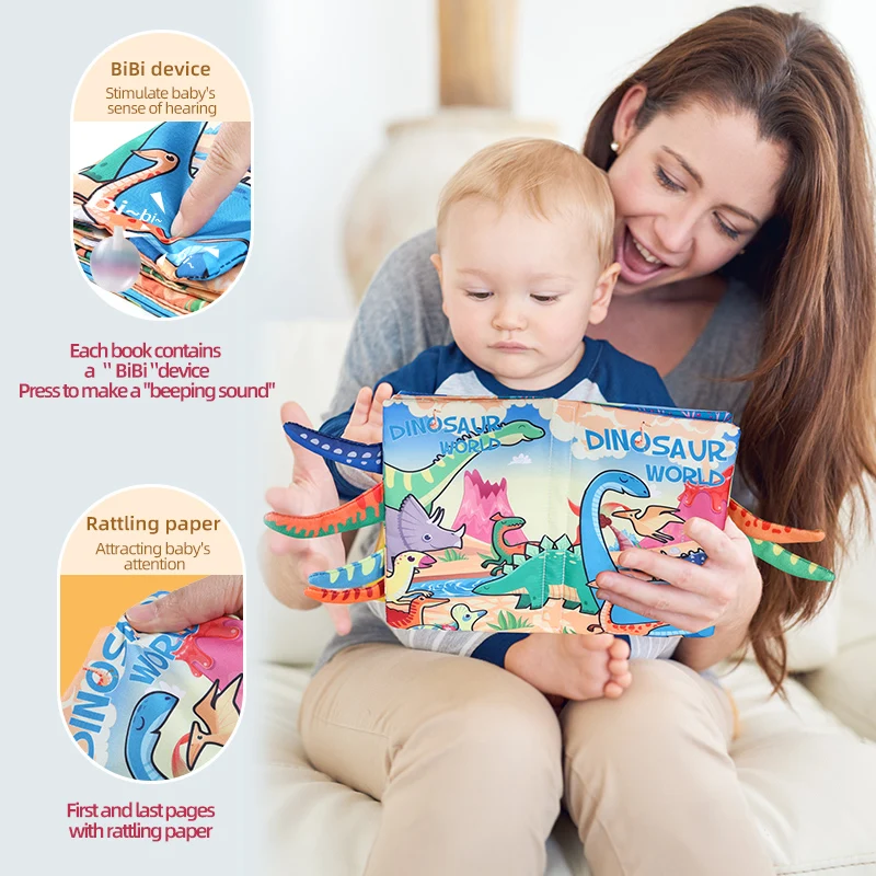 Baby Cloth Book 6 Page Dinosaur Series 0-3 Year Old Infant Parent-Child Interaction Tail Cloth Book Baby Toys Newborn Gift Baby Cloth Book 6 Page Dinosaur Series 0-3 Year Old Infant Parent-Child Interaction Tail Cloth Book Baby Toys Newborn Gift - Image 3