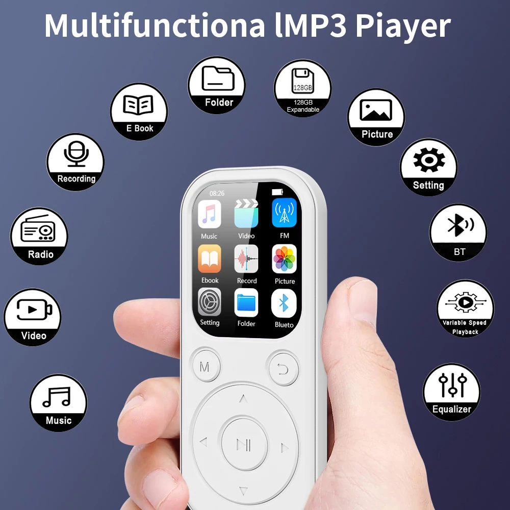 Tragbarer Mp3-Player Mit Bluetooth 5.4 – Mini-Musikplayer Für Sport Mit Display, Video, Fm-Radio, Aufnahme Und E-Book-Funktion Tragbarer Mp3-Player Mit Bluetooth 5.4 – Mini-Musikplayer Für Sport Mit Display, Video, Fm-Radio, Aufnahme Und E-Book-Funktion - Image 4