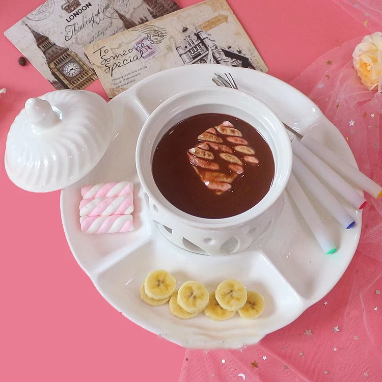 Keramik 220Ml Mini-Fondue-Set Mit Dip-Gabeln &Amp; Tablett Für Schokolade, Käse, Eiscreme, Party-Desserts Und Kerzenherstellung Keramik 220Ml Mini-Fondue-Set Mit Dip-Gabeln &Amp; Tablett Für Schokolade, Käse, Eiscreme, Party-Desserts Und Kerzenherstellung - Image 8